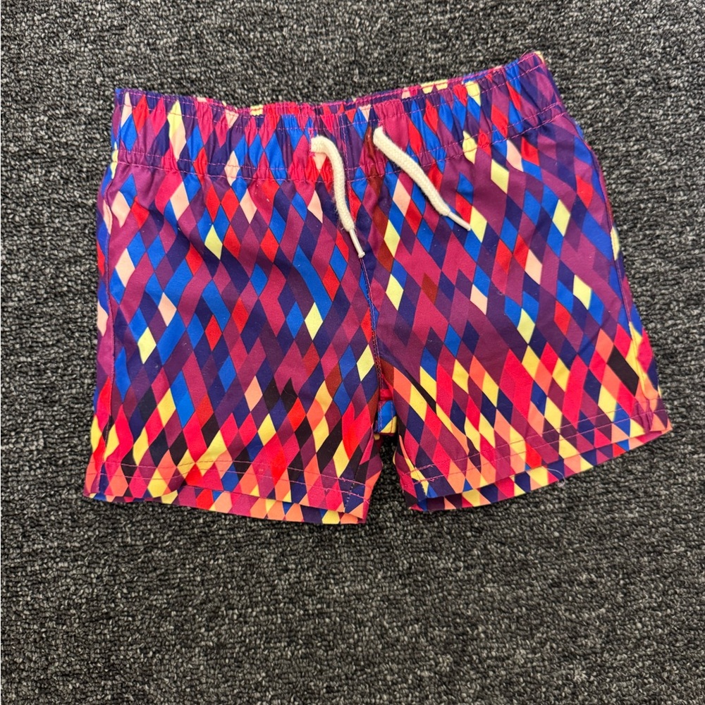 Appaman Kids Swim Trunks - Red, Blue, Yellow Geometric